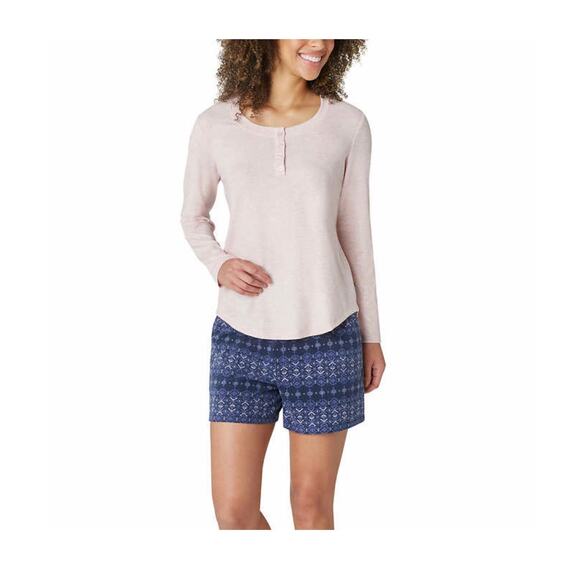 Eddie Bauer Women's 3-Piece Pink Blue Waffle Fleece Pajama Set Size Large NWT - Picture 4 of 5